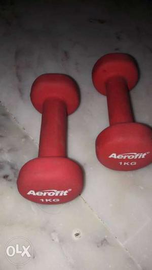 Pair Of Red 1kg Aerofit Dumbbells
