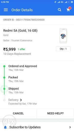 Redmi 5a available both 16GB and 32GB in gold and