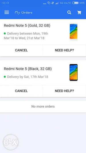 Sealed pack redmi note 5 black and gold colour 32