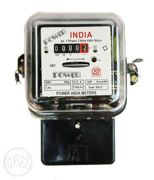 White And Black India Power 1 Phase 2 Wire Electric Metert
