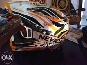 White Orange And Black THH Motocross Helmet WITH goggles
