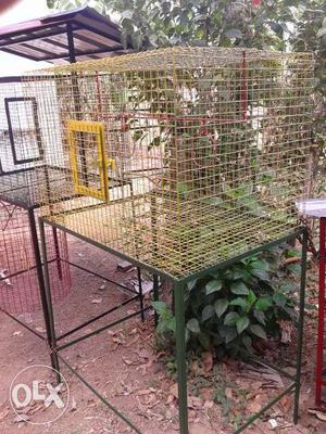 Yellow And Green Steel Bird Cage