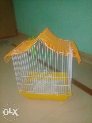 Yellow And White Steel Bird Cage