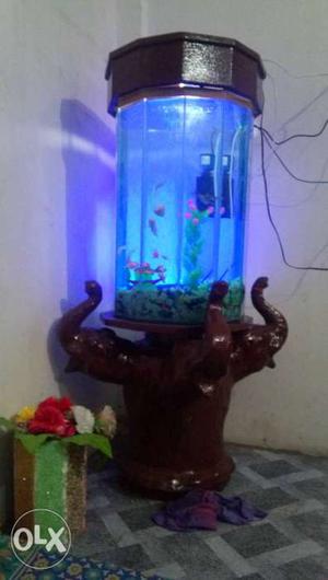 Cylindrical Brown Fish Tank
