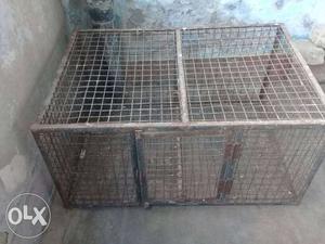 Gray Metal Wire Animal Kennel