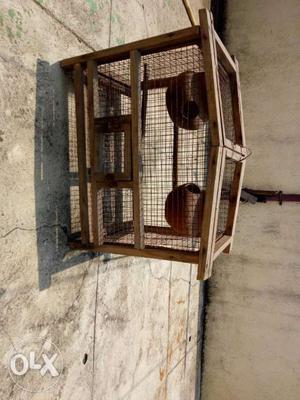 Gray Wood-framed Pet Cage