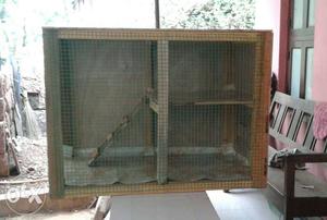 Net with wooden new cage for cat and birds. 1mt