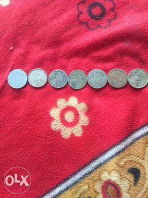 25 Paise old coin,Round Silver-colored Coin