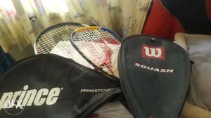 A prince tennis racquet and a Wilson squash
