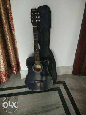 Black Wooden Cutaway Acoustic Guitar With Gig Bag