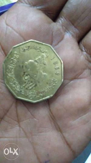 Coin Lybia 1/4 dinar year  means 649 year old