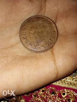  Copper-colored 1 Quarter Indian Anna Coin