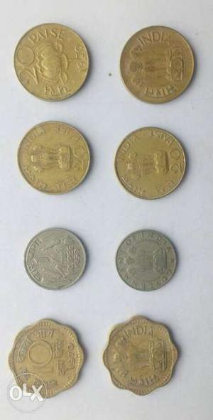 Eight Gold-colored Indian Coin Collection