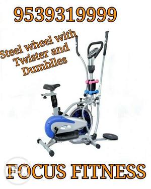 Gray And Blue Elliptical Trainer