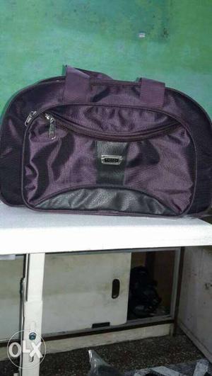 Purple And Gray Duffel Bag