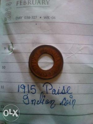 Round  Brown Indian Paise Coin