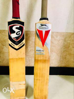 Two Brown SG And Slazenger Cricket Bats