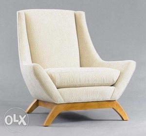 Beige Fabric Padded Sofa Chair