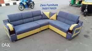 Blue And Yellow Sectional Corner sofa