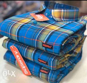 Blue, Red, And Yellow Plaid Textile