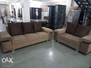 Brown Fabric 3-seat Sofa With Loveseat