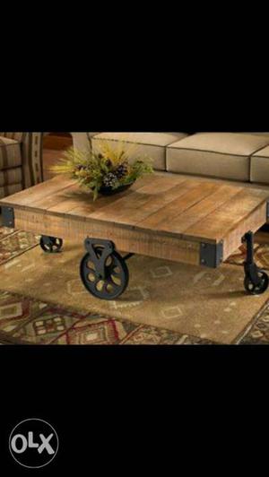 New rustic trolley coffee table