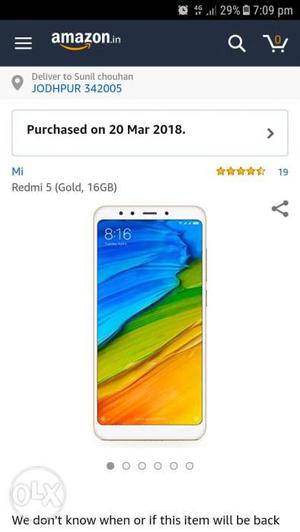 Redmi 5 mobile available in stock 2 colour