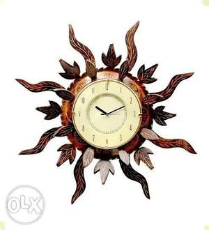 Sunflower wooden wall clock, surajmukhi handmade
