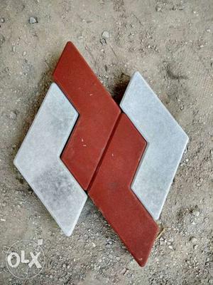 Gray And Red Concrete Tiles