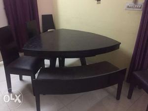 6 seater Triangular dining table (4 chairs and