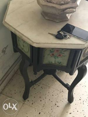 Antique marble top roose wood table