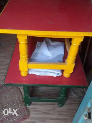 Green And Red Wooden Table