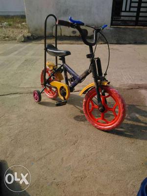 Toddler's Black And Red Bicycle With Training Wheels