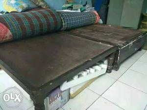 2 wooden beds and 3 cotton mattress with free Foldable table