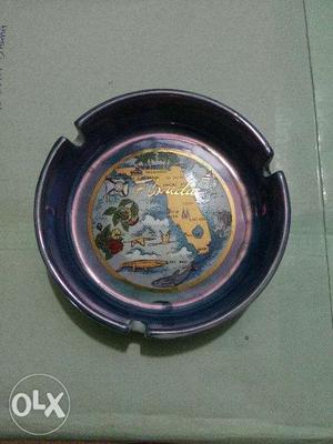 Ash Tray with State of Florida Beach Map Vintage