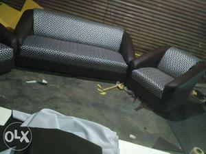 Black And Gray Leather Couch Set