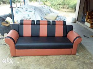 Black And Orange Fabric Sofa