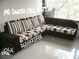 Black And White Striped Sectional Couch
