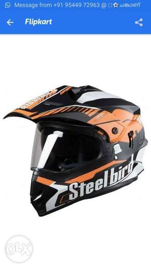 Black, White And Orange Steelbird Dirt Bike Helmet