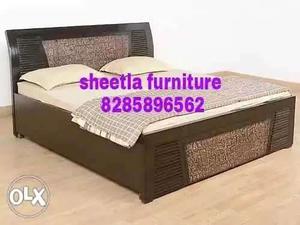 Black Wooden Bed Frame With White Mattress