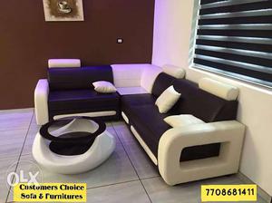 Black-and-white Suede Sofa Set