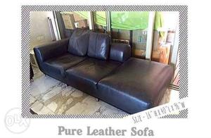 Black colour Genuine leather sofa, impeccable condition