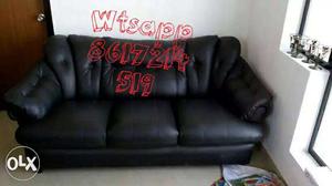 Black original leather sofa,