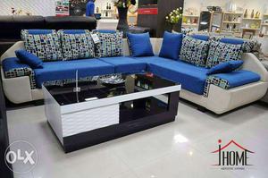 Blue And White Sectional Corner sofaset