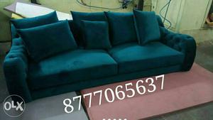 Blue Fabric 3-seat Sofa