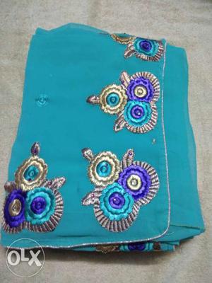 Blue Printed Folded Sari