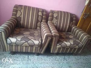 Brown And Gray Fabric Sofa Chair