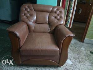 Brown Leather Sofa Chair With Ottoman
