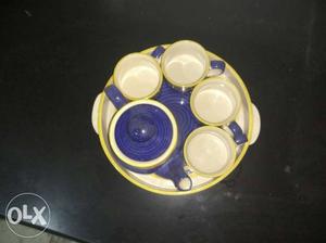 Ceramic Jaipuri Tea Set containing a Kettle, 4