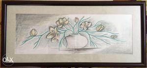 Flower Artwork With Black wood frame, hand made artwork